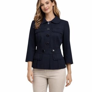 Ann Taylor Blazer Black Tailored Button Front 3/4 Sleeves Jacket Women’s Size 10